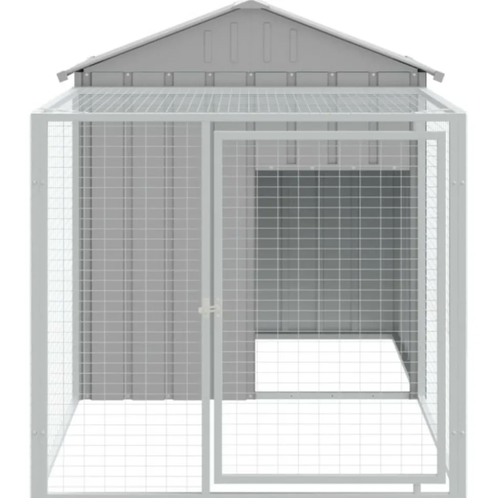 VIDAXL - Poulailler avec cour gris clair 117x201x123 cm acier galvanisé