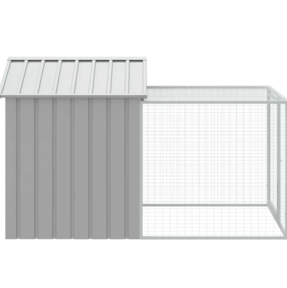 VIDAXL - Poulailler avec cour gris clair 117x201x123 cm acier galvanisé