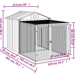 VIDAXL - Poulailler avec cour gris clair 117x201x123 cm acier galvanisé