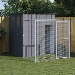 VIDAXL - Poulailler avec cour anthracite 165x251x181 cm acier galvanisé