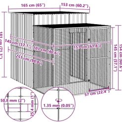 VIDAXL - Poulailler avec cour gris clair 165x251x181 cm acier galvanisé