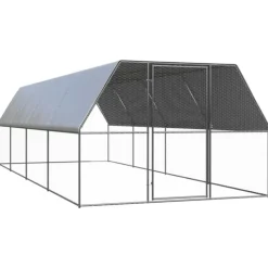 VIDAXL - Poulailler d extérieur 3x8x2 m acier galvanisé