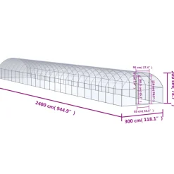 VIDAXL - Poulailler d extérieur 3x24x2 m acier galvanisé
