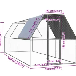 VIDAXL - Poulailler d extérieur 2x6x2 m acier galvanisé