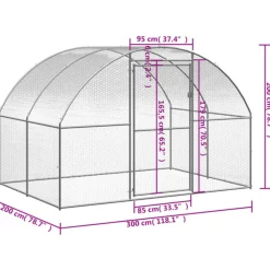 VIDAXL - Poulailler d extérieur 3x2x2 m acier galvanisé