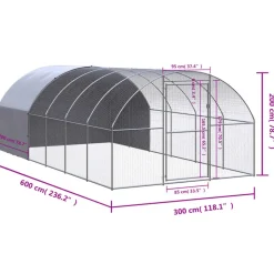 VIDAXL - Poulailler d extérieur 3x6x2 m acier galvanisé