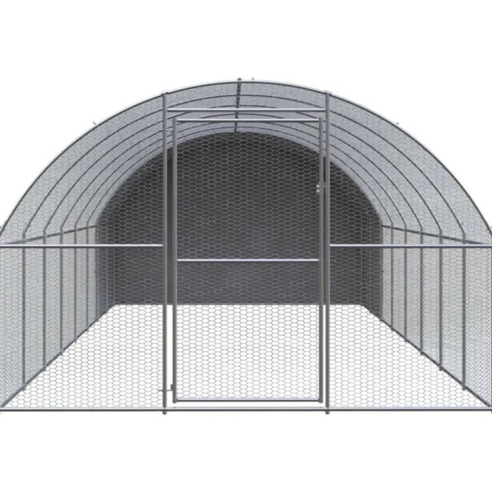 VIDAXL - Poulailler d extérieur 3x8x2 m acier galvanisé