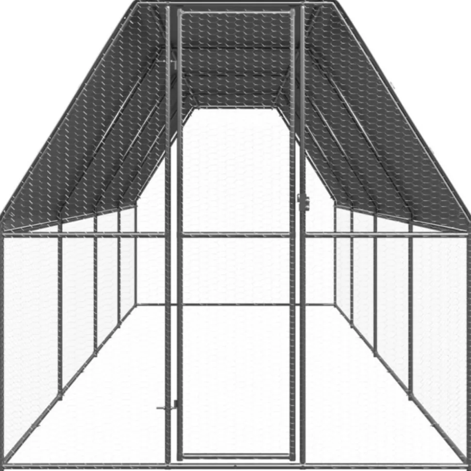 VIDAXL - Poulailler d extérieur 2x8x2 m acier galvanisé