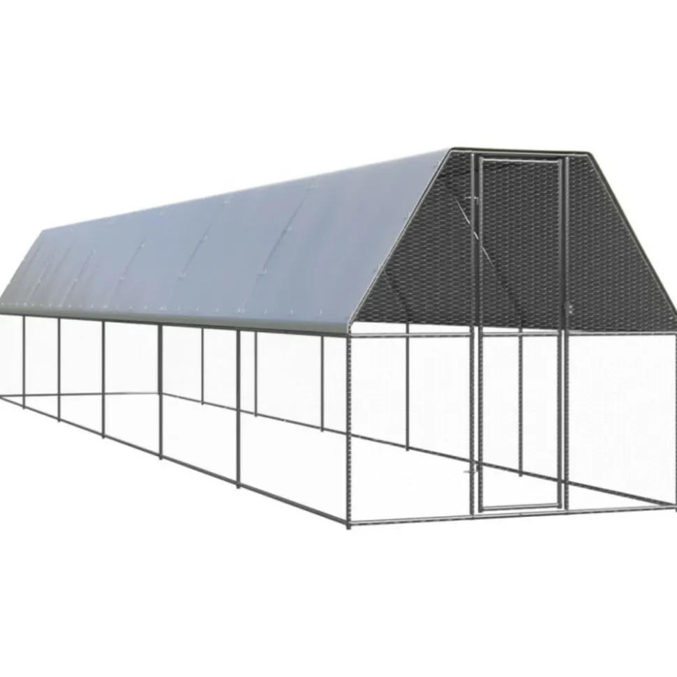 VIDAXL - Poulailler d extérieur 2x12x2 m acier galvanisé