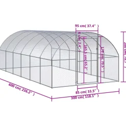 VIDAXL - Poulailler d extérieur 3x6x2 m acier galvanisé