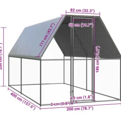 VIDAXL - Poulailler d extérieur 2x4x2 m acier galvanisé