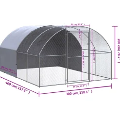 VIDAXL - Poulailler d'extérieur 3x4x2 m acier galvanisé