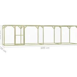 VIDAXL - Poulailler 1,5x6x1,5 m pinède imprégnée