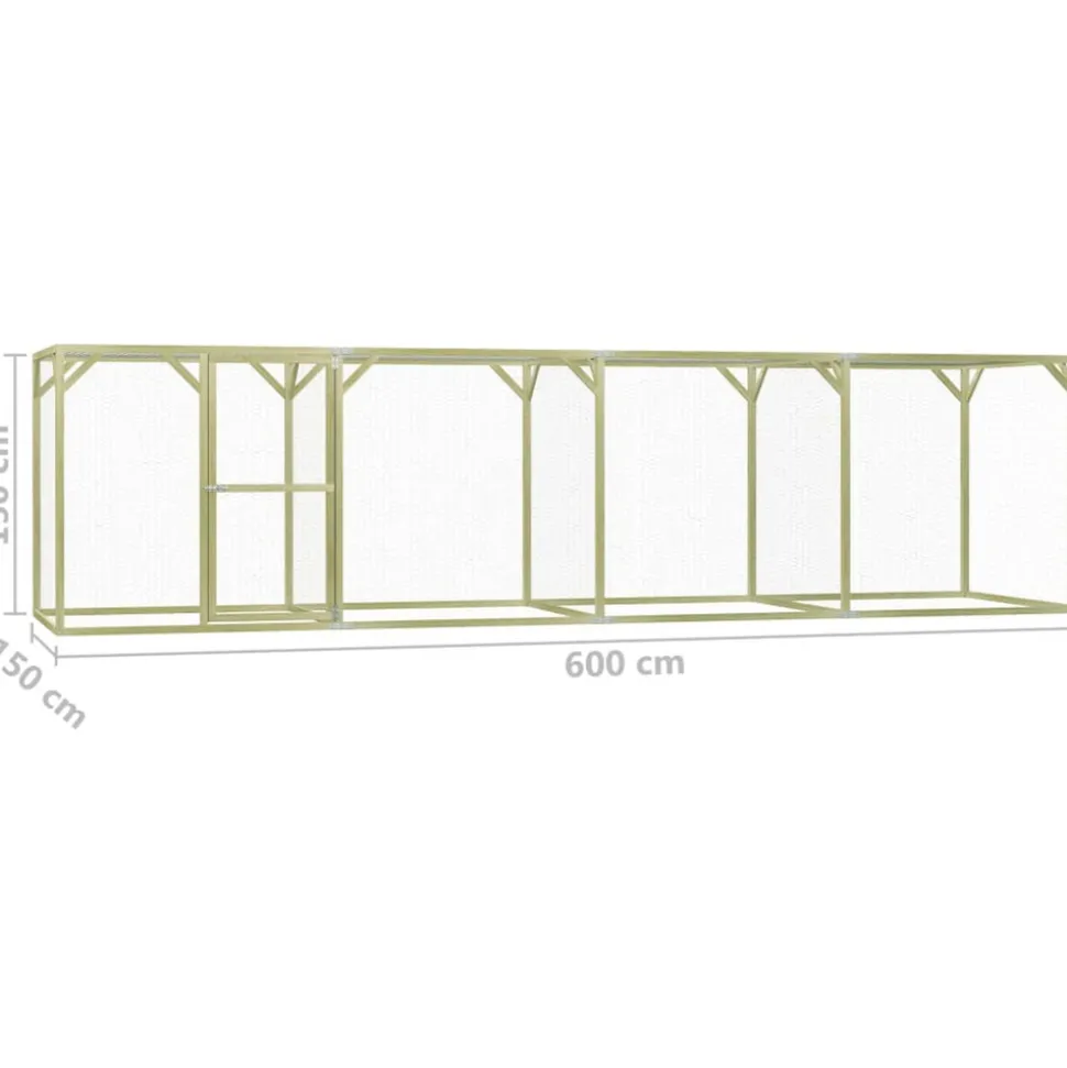 VIDAXL - Poulailler 1,5x6x1,5 m pinède imprégnée