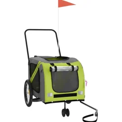 VIDAXL - Remorque de vélo pour animaux de compagnie vert et gris