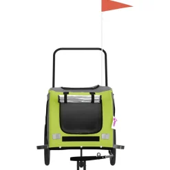 VIDAXL - Remorque de vélo pour animaux de compagnie vert et gris