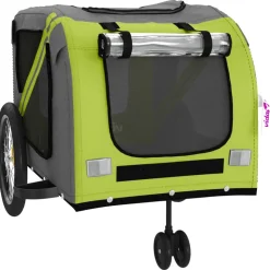 VIDAXL - Remorque de vélo pour animaux de compagnie vert et gris