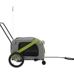 VIDAXL - Remorque de vélo pour animaux de compagnie vert et gris