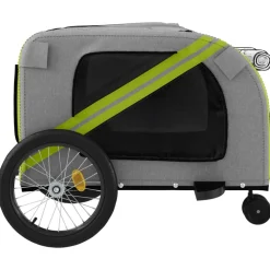 VIDAXL - Remorque de vélo pour animaux de compagnie vert et gris