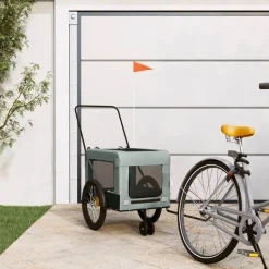 VIDAXL - Remorque de vélo pour animaux de compagnie gris et noir