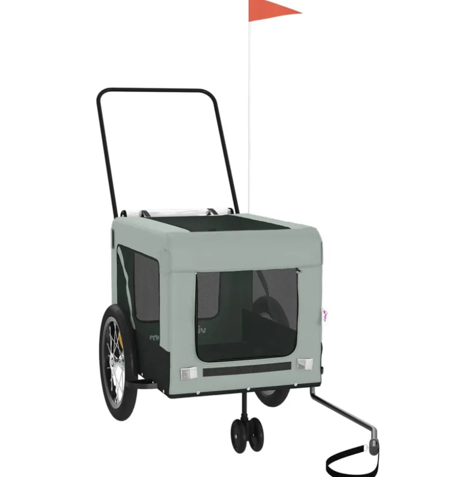 VIDAXL - Remorque de vélo pour animaux de compagnie gris et noir