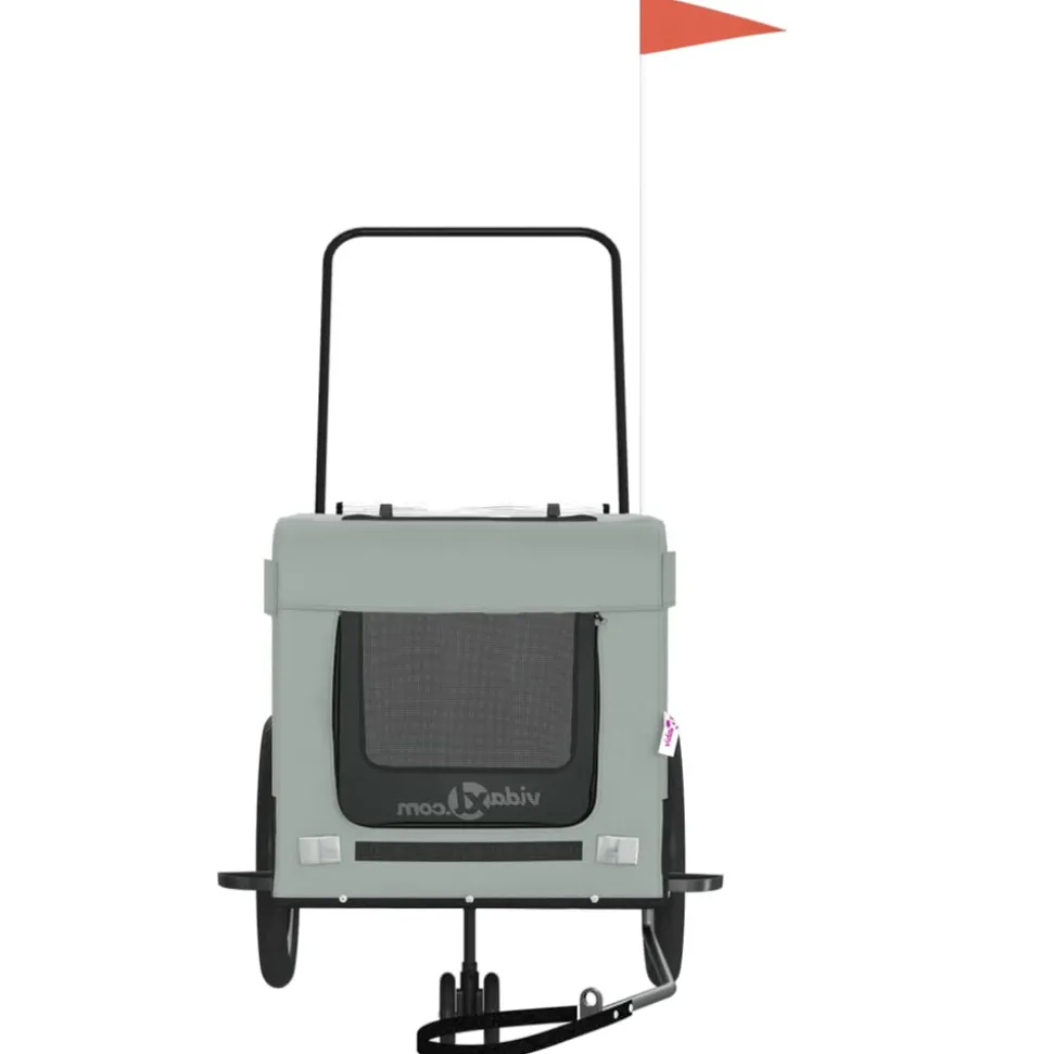 VIDAXL - Remorque de vélo pour animaux de compagnie gris et noir