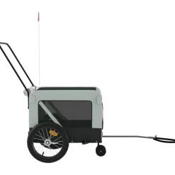 VIDAXL - Remorque de vélo pour animaux de compagnie gris et noir