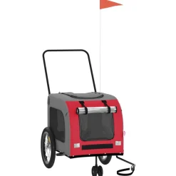 VIDAXL - Remorque de vélo pour animaux de compagnie rouge et gris