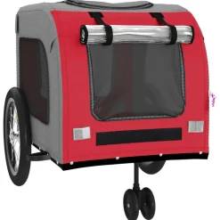 VIDAXL - Remorque de vélo pour animaux de compagnie rouge et gris