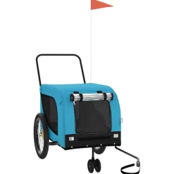 VIDAXL - Remorque de vélo pour animaux de compagnie bleu et noir