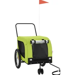 VIDAXL - Remorque de vélo pour animaux de compagnie vert et noir