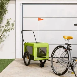 VIDAXL - Remorque de vélo pour animaux de compagnie vert et noir