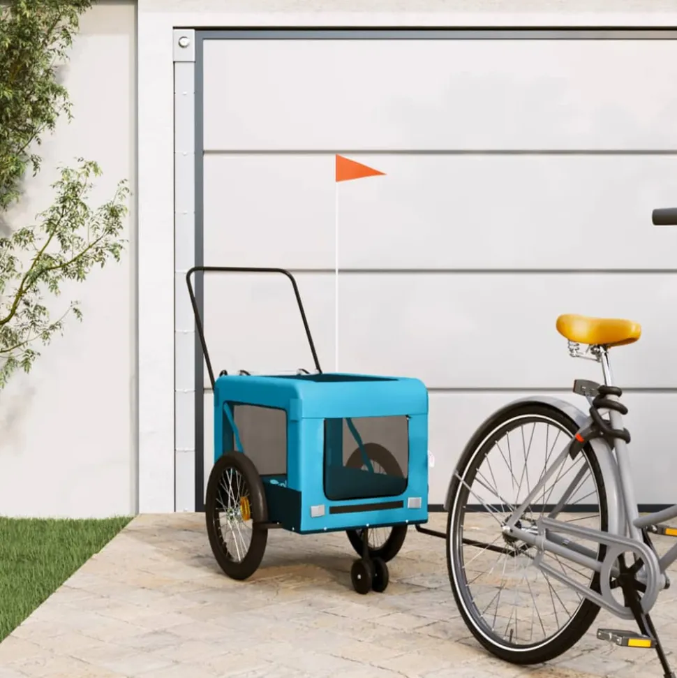 VIDAXL - Remorque de vélo pour animaux de compagnie bleu et noir