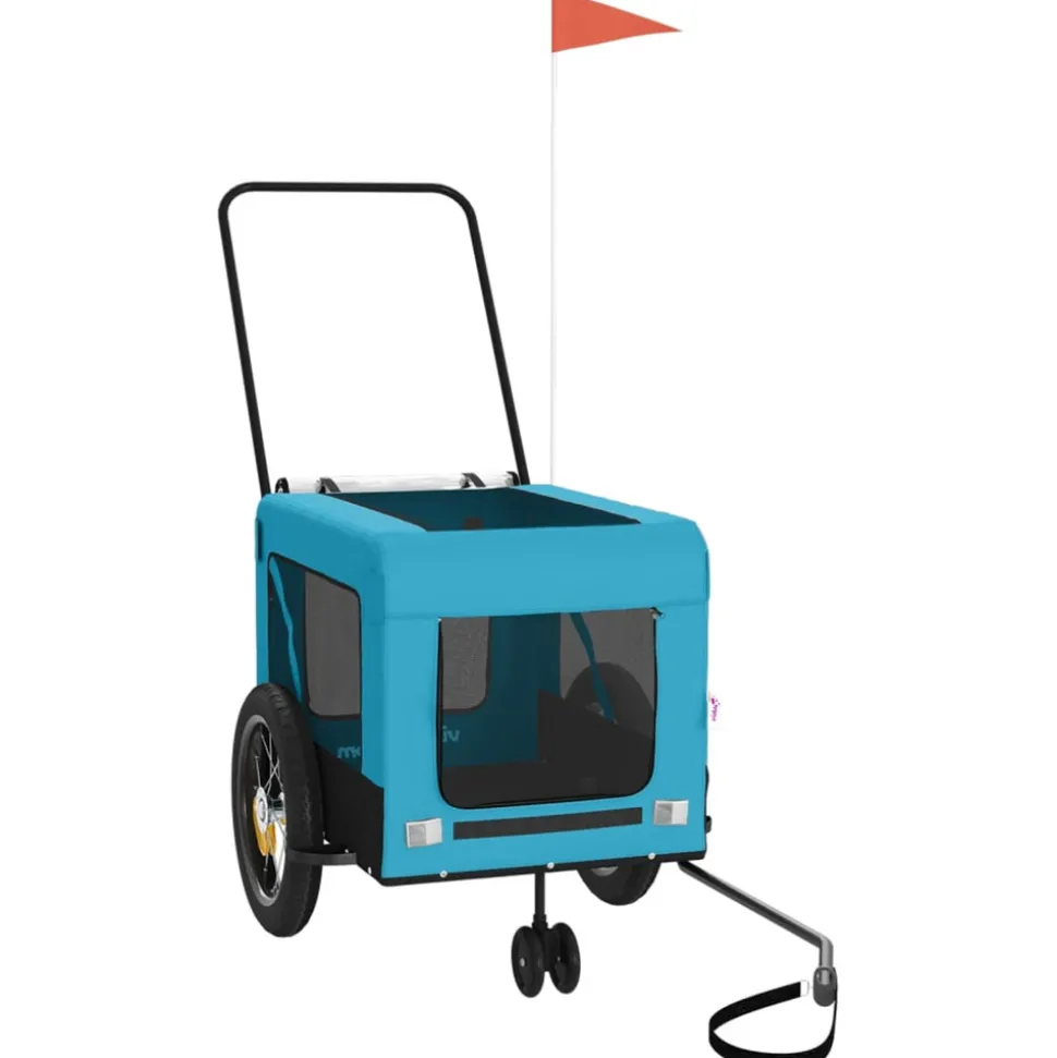 VIDAXL - Remorque de vélo pour animaux de compagnie bleu et noir