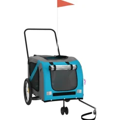 VIDAXL - Remorque de vélo pour animaux de compagnie bleu et gris