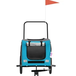 VIDAXL - Remorque de vélo pour animaux de compagnie bleu et gris