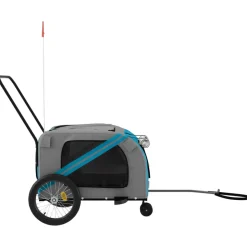 VIDAXL - Remorque de vélo pour animaux de compagnie bleu et gris