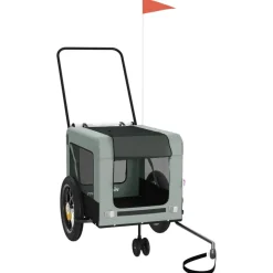 VIDAXL - Remorque de vélo pour animaux de compagnie gris et noir