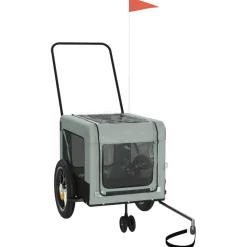 VIDAXL - Remorque de vélo pour animaux de compagnie gris et noir