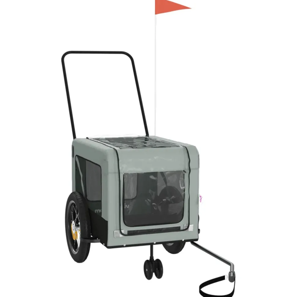 VIDAXL - Remorque de vélo pour animaux de compagnie gris et noir