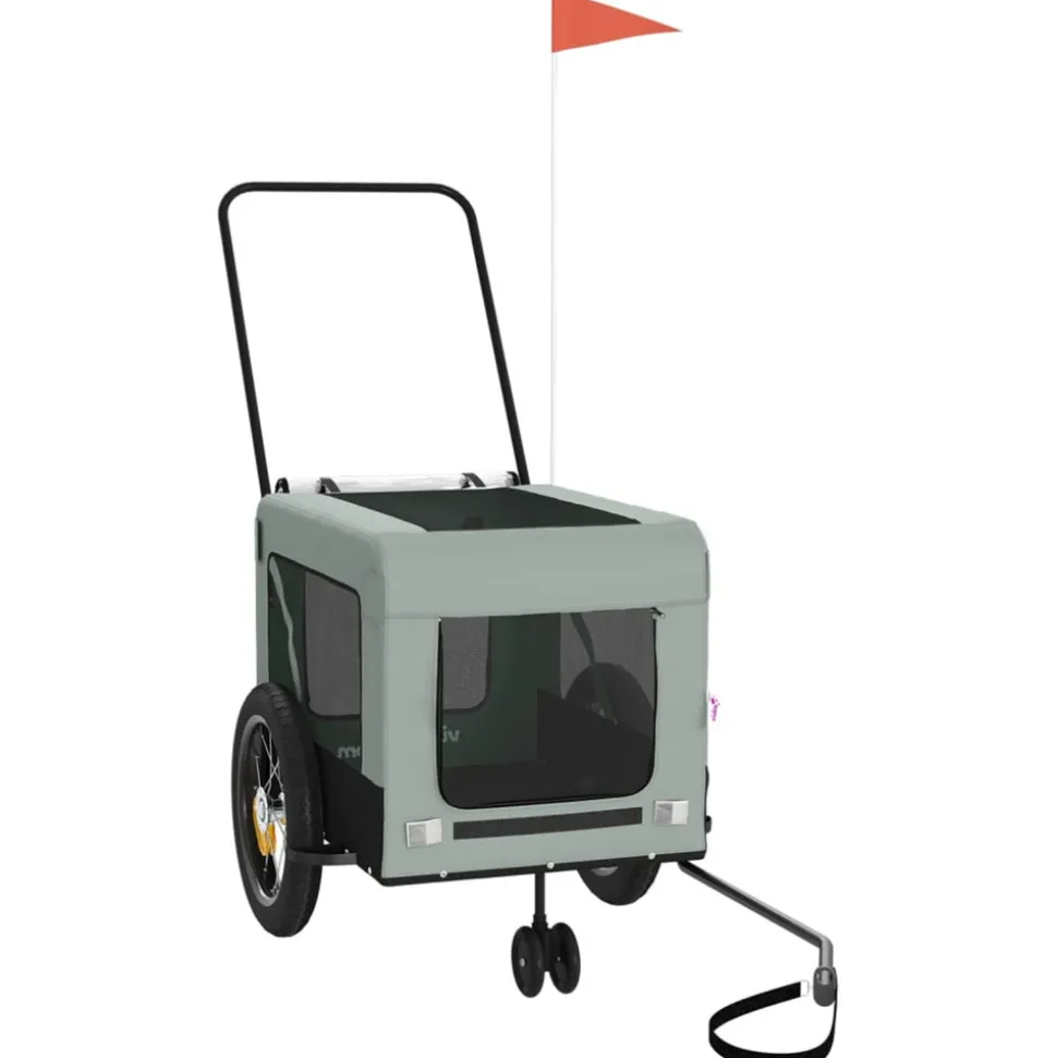 VIDAXL - Remorque de vélo pour animaux de compagnie gris et noir