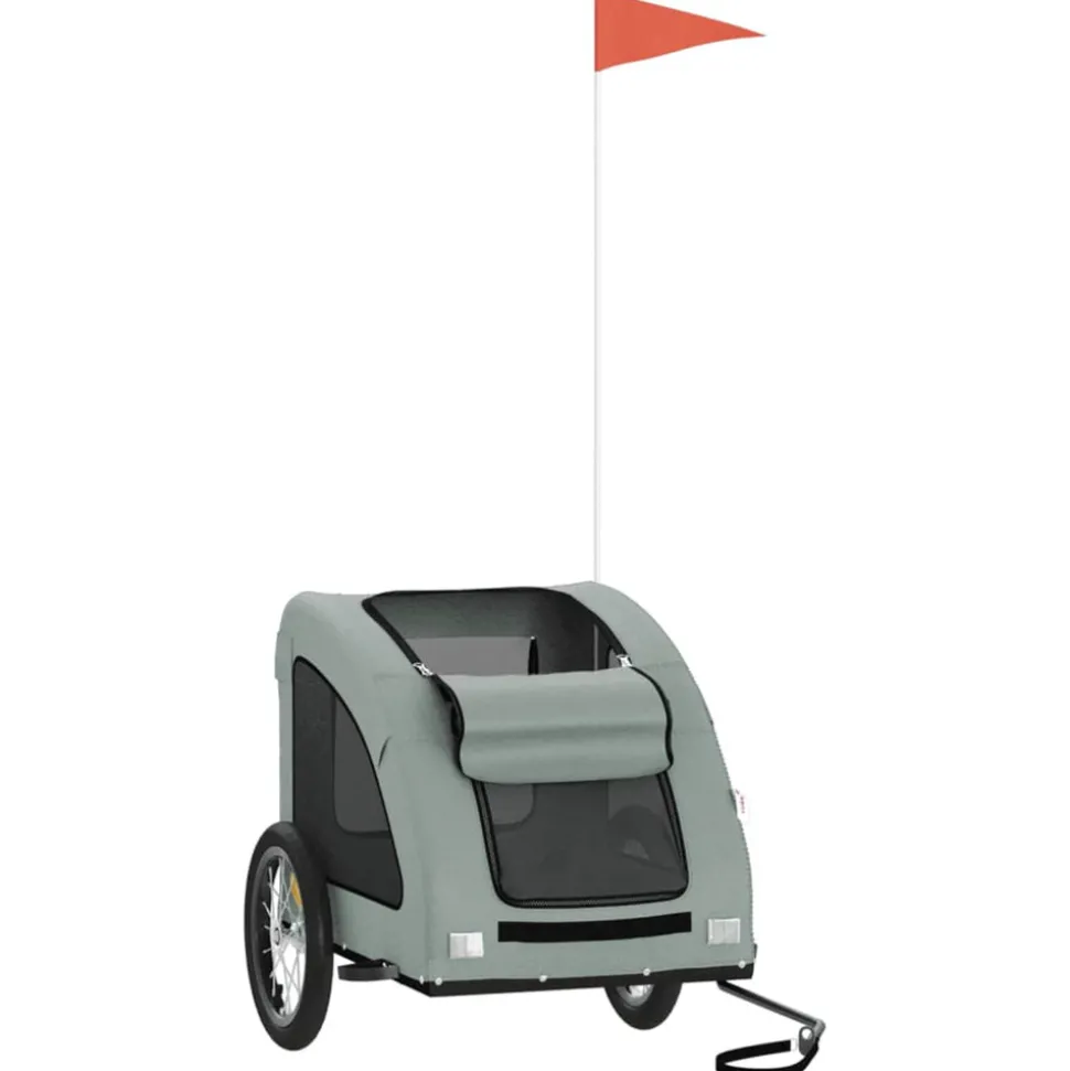 VIDAXL - Remorque de vélo pour animaux de compagnie gris