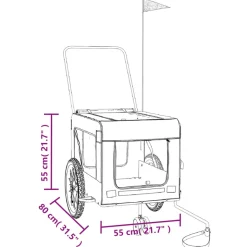 VIDAXL - Remorque de vélo pour animaux de compagnie gris et noir