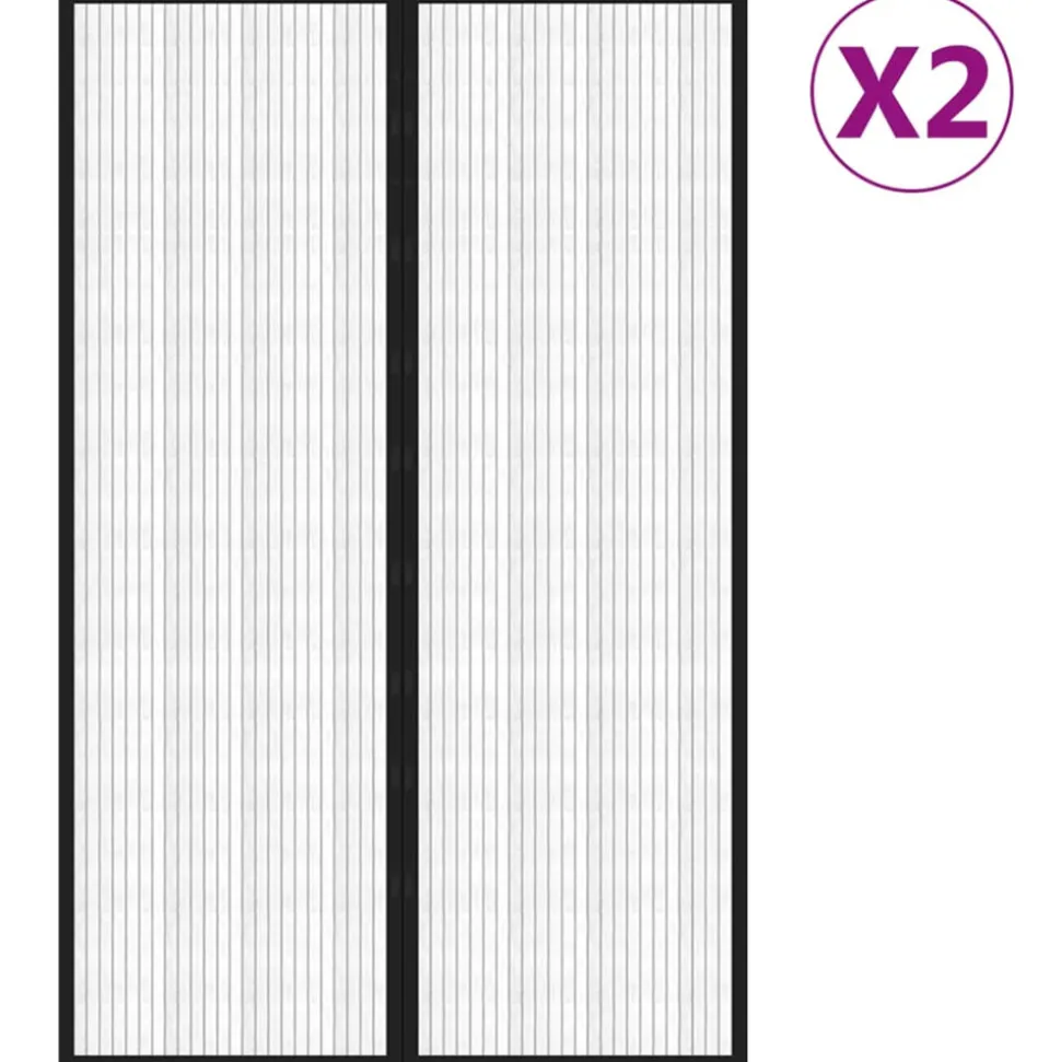 VIDAXL - Rideaux de porte anti-insectes 2 pcs et aimants noir 220x130 cm