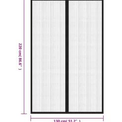 VIDAXL - Rideaux de porte anti-insectes 2 pcs et aimants noir 220x130 cm