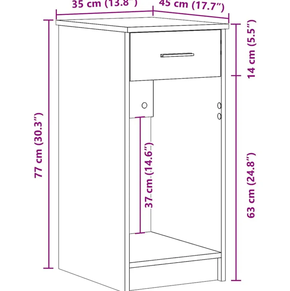 VIDAXL - Support de tour d'ordinateur tiroir chêne artisanal 35x45x77 cm