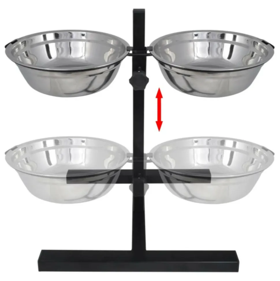 VIDAXL - Support réglable avec 2 bols de 41 l pour chien