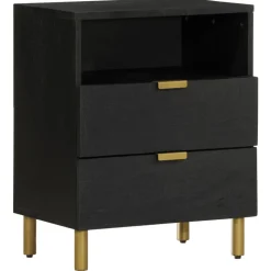 VIDAXL - Table de chevet noir 50x33x62 cm bois d'ingénierie