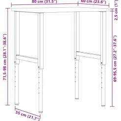 VIDAXL - Établi marron clair 80x60x(71,5-98) cm bois de chêne massif