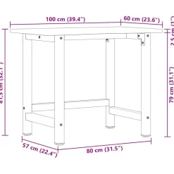 VIDAXL - Établi marron foncé 100x60x81,5 cm bois de chêne massif